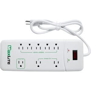 MaxLite 8 Outlet Energy Saving Power Strip / Surge Protector with Four Foot Cord